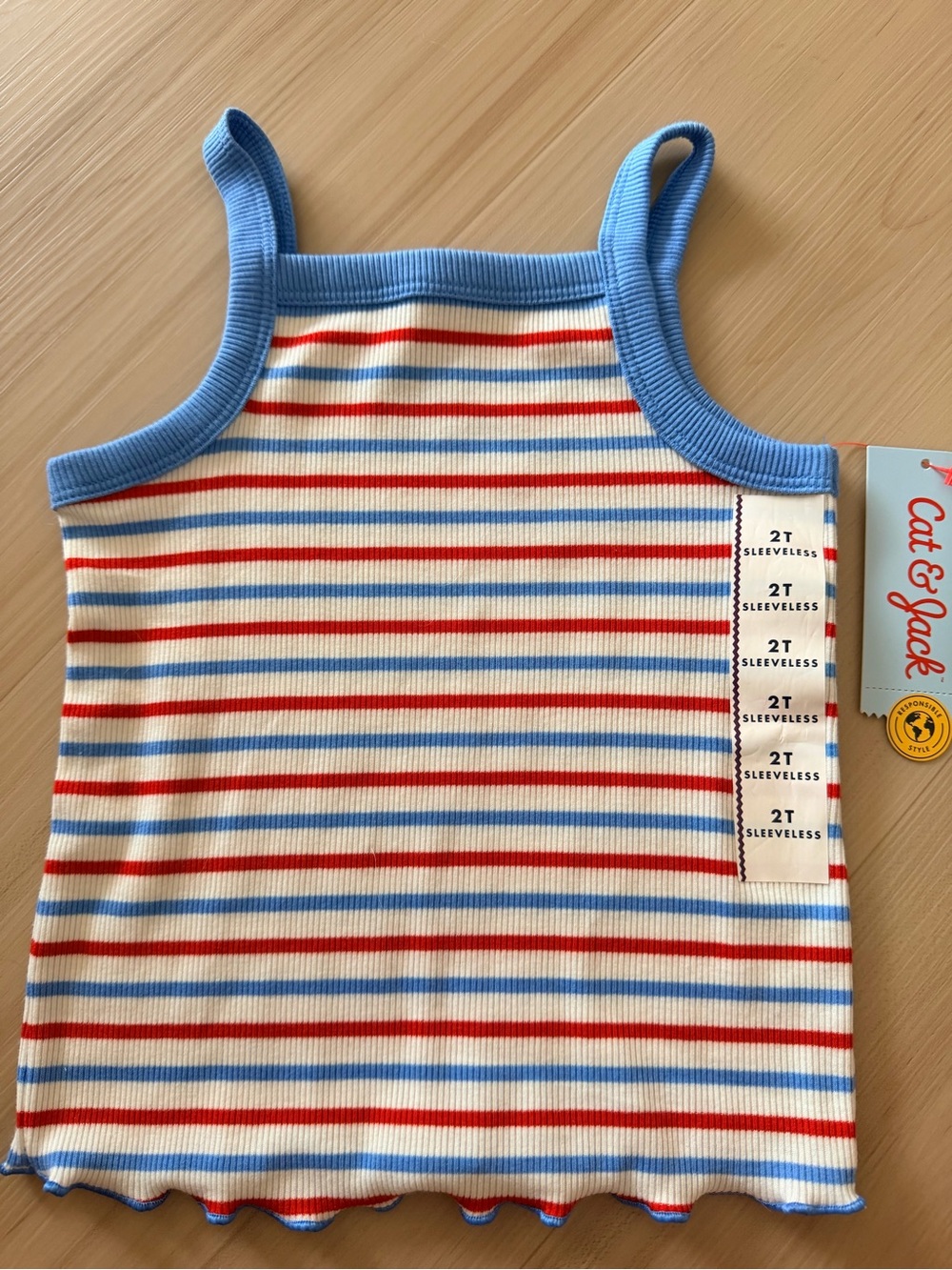 Cat & Jack Striped Ribbed Tank Top - Blue, Red & White